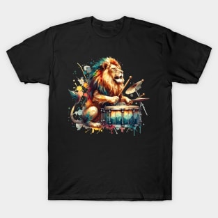 Lion Playing Drums T-Shirt